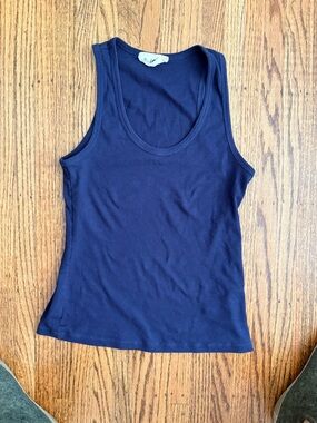 Oak NYC Navy Ribbed Tank Top